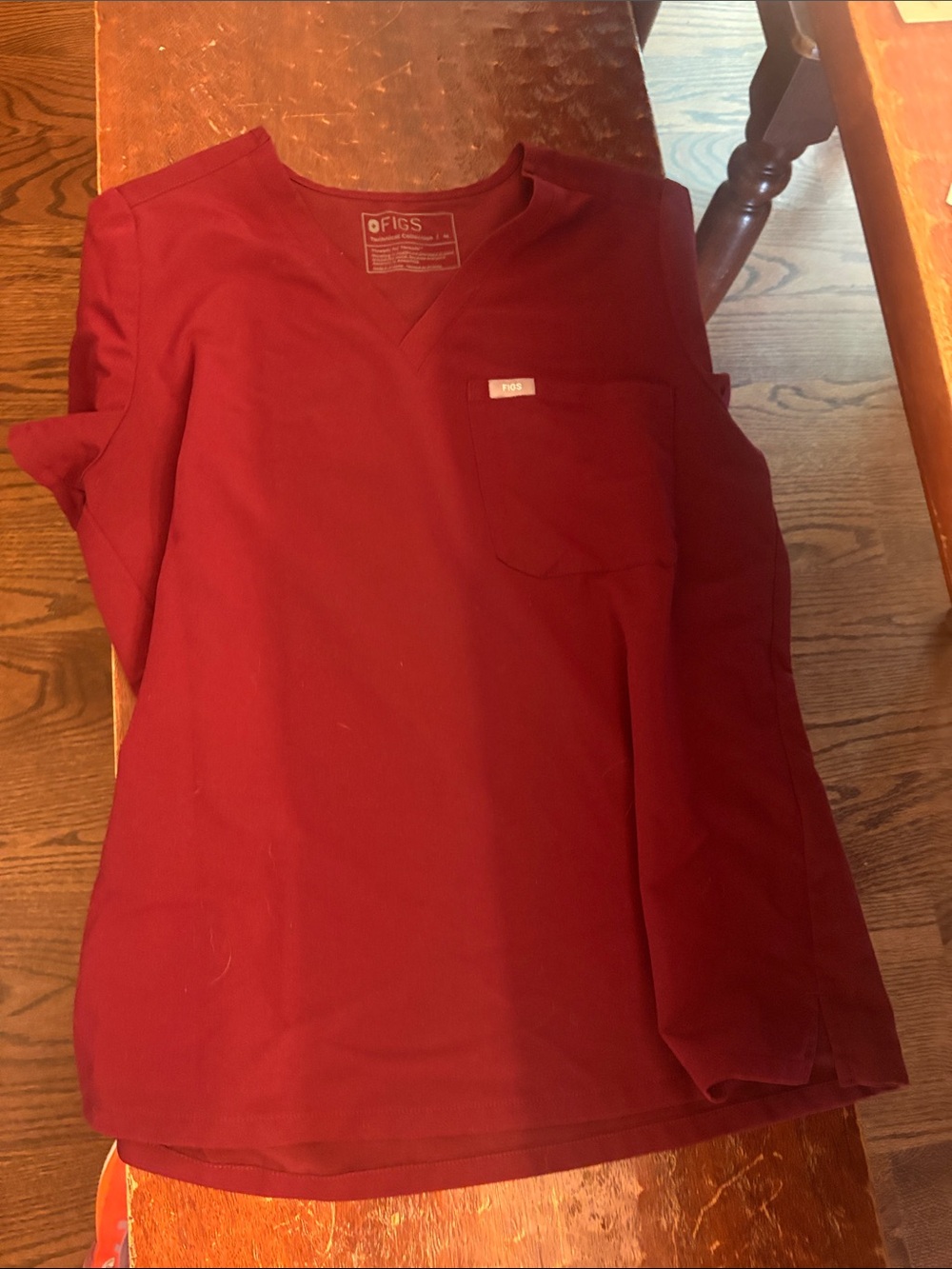 Figs Burgundy V-Neck Medical Scrub Top